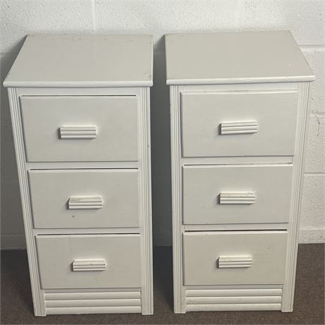 Pair of 3-Drawer Wooden Pedestal Cabinets