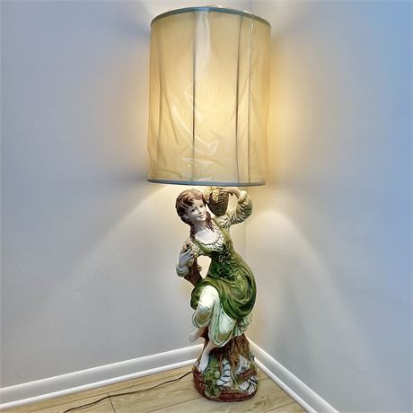 Large Italian 1964 Azzolian Brothers Porcelain Capodimonte Lamp - 4.5 ft. tall