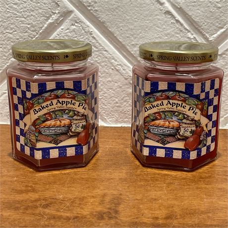 Pair of New Baked Apple Pie Spring Valley Scents Candles
