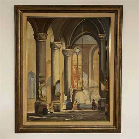 Framed Arno Church Interior Canvas Painting