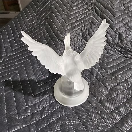 Frosted Glass Duck Goose Figural Finial Figurine