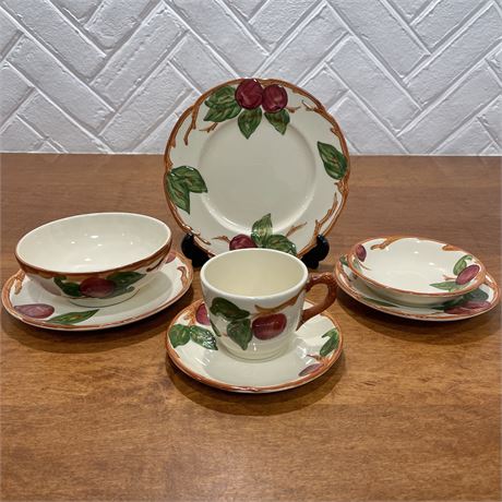 7 Pc Service for 1 Franciscan "Apple" Individual Pieces