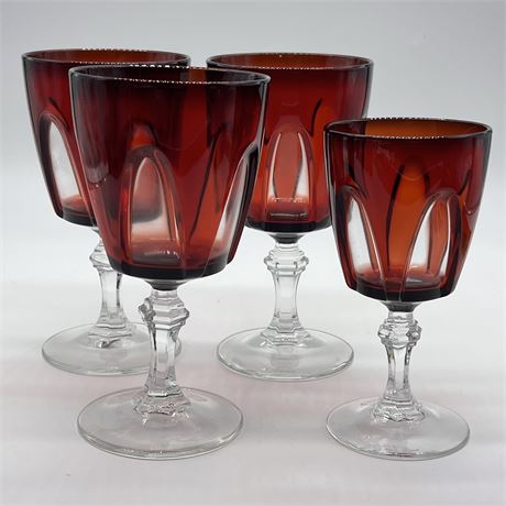 Crystal D'Arques Durand Gothic Arches Lead Crystal Ruby Red Wine Glasses