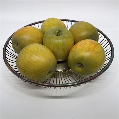 MCM Metal Wire Fruit Bowl with Faux Apples