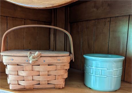 Longaberger basket and pottery