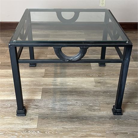 Beveled Glass Top Metal Side Table