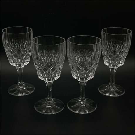 Set of 4 Vintage Cut Crystal Wine Glasses (Makers Mark Unknown)