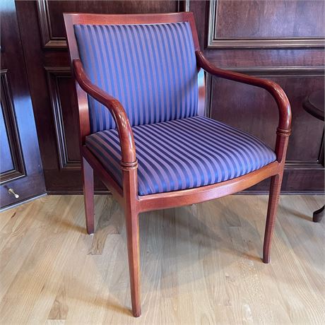 Light Cherry Wood Framed Side Chair with Purple Striped Fabric