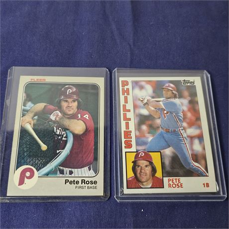 Pete Rose 1983 Fleer & 1984 Topps Cards