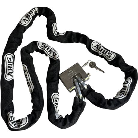 6ft Long Abus Chain with 92/65 Abus Steel Padlock and Keys