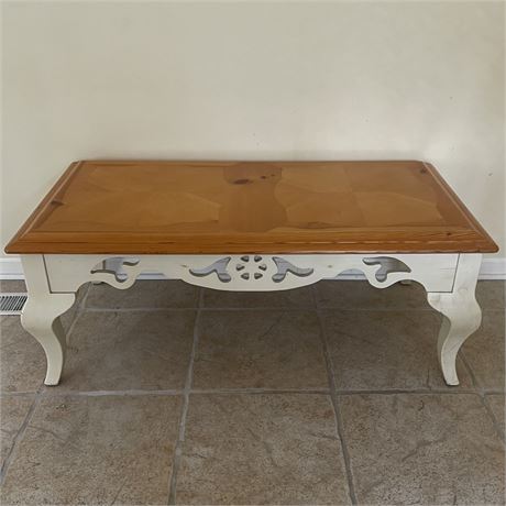 Two-Toned Coffee Table with White Painted Base and Natural Top