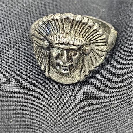 Indian Chief Head Ring Sterling Silver