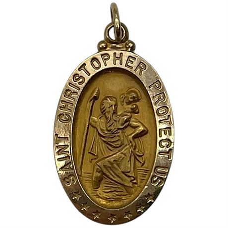 14k Gold St. Christopher 'Protect Us' Pendant