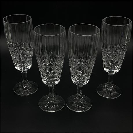 Set of 4 Vintage Cut Crystal Champaign Flutes (Makers Mark Unkown)