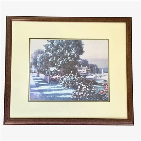 Signed Paul Landry "Harbor Roses Southport" Framed Print