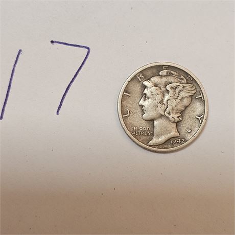 1942 S Mercury Silver  Dime