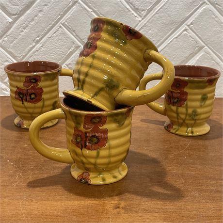 Set of 4 Fleur Roige Mugs
