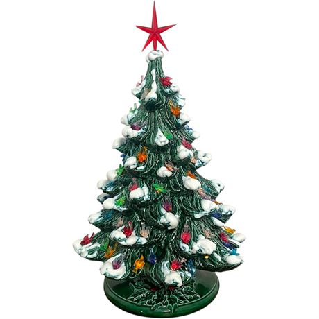 Vtg Ceramic Lighted Christmas Tree w/ Bird Shaped Bulbs