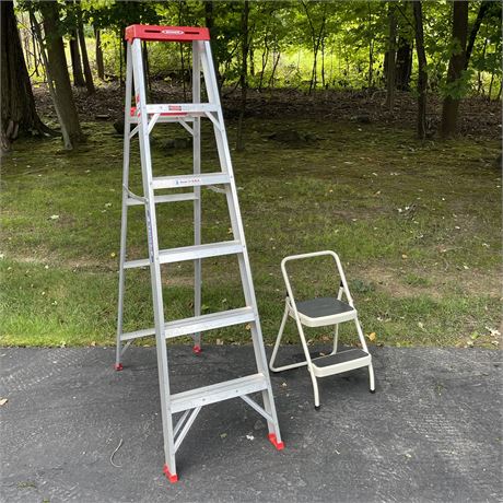 Folding Werner 6 ft. Ladder with Folding Cosco Step-Stool
