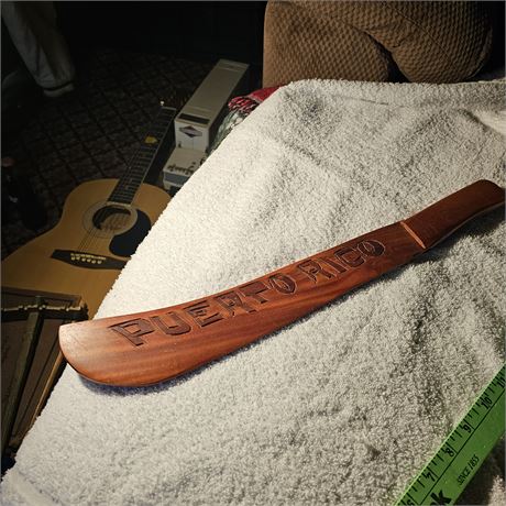 Wooden machete with the words "PUERTO RICO"
