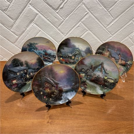 Set of 6 Vtg Knowles Thomas Kinkade’s Enchanted Cottages Collector Plates