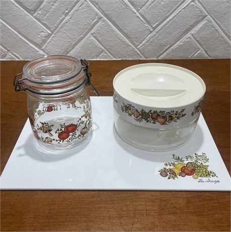 Spice of Life La Sauge Cutting Board and Lidded Glass Canister