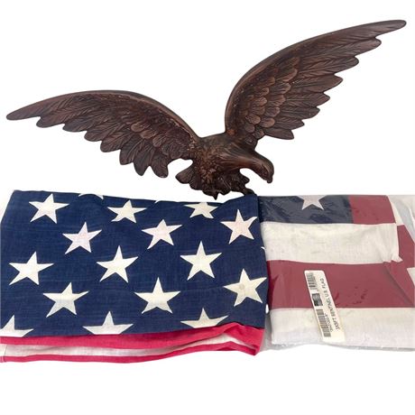 American Flags with Gromets and Casted Hanging Eagle