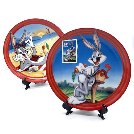 1997 Looney Tunes "First Class Wabbit" & "Beach Blanket Bugs" Collectors Plates