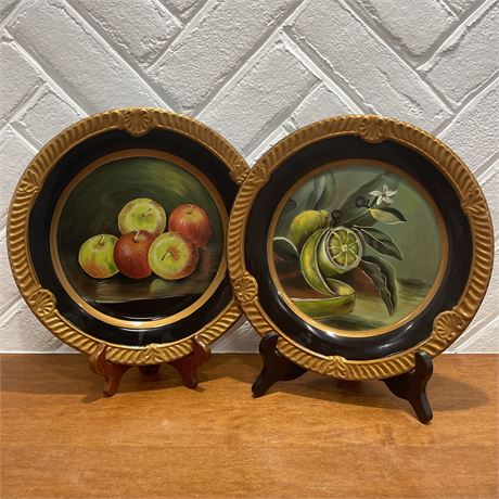Pair of Raymond Waites Hand Painted Collectable Fruit Plates