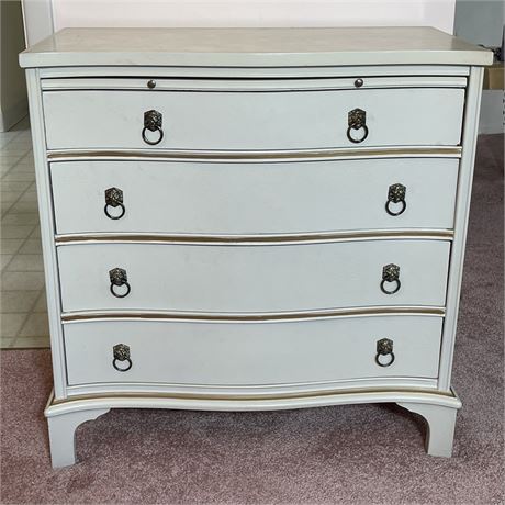 Serpentine Four Drawer Chest with Pull-out Tray and Lion Head Drawer Pulls
