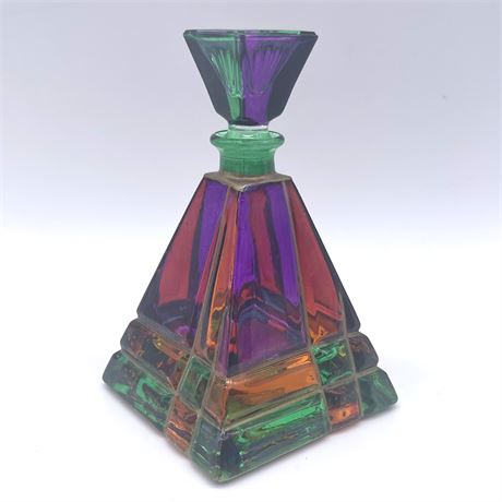 Vintage Illusions 24% Lead Crystal Colored Perfume Bottle - Italy
