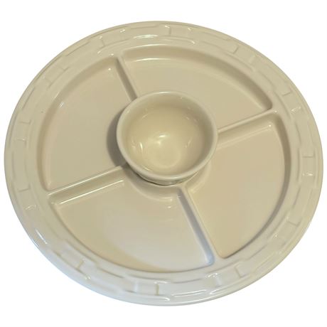 Longaberger Pottery Woven Traditions Divided Serving Platter w/ Center Bowl
