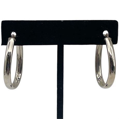 14K White Gold JCM White Gold Hoop Earrings