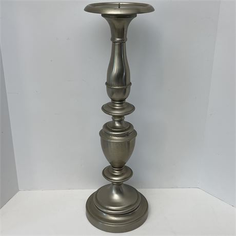 Large Silver Toned Pillar Candle Holder