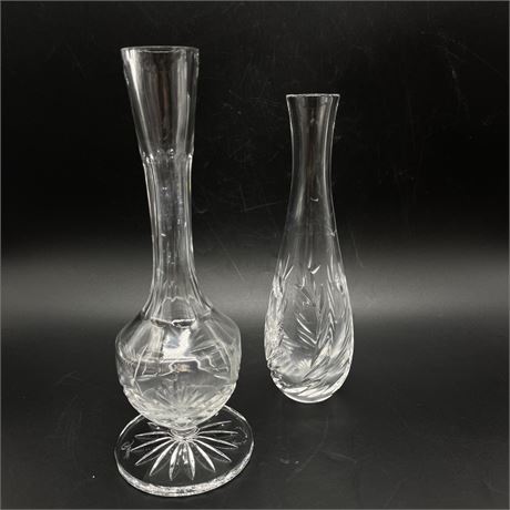 Rogaska Crystal Bud Vase with Coordinated Etched Bud Vase
