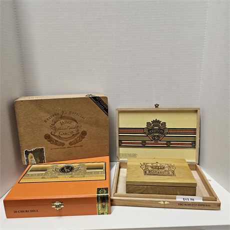 (4) Wooden Cigar Boxes 2 of 2