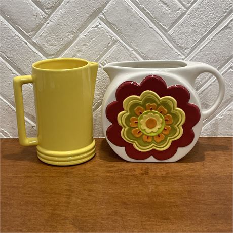 Pier 1 Imports Pottery Pitcher & Living Quarters Ceramic Flower Pitcher