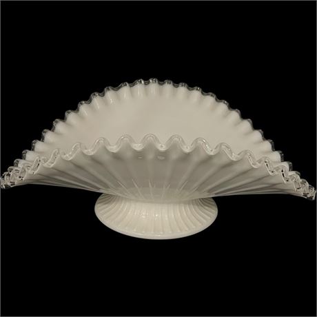 Fenton Milk Glass Ruffled Banana Boat