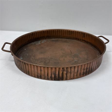 Old Turkish Solid Copper Serving Tray - Large, 16" x 3"