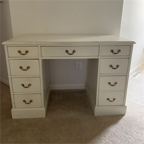 Blazing Auctions - White Painted Vintage Keyhole Desk