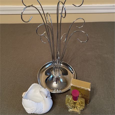 Necklace Tree Holder, Avon Perfume and Swan Trinket Dish