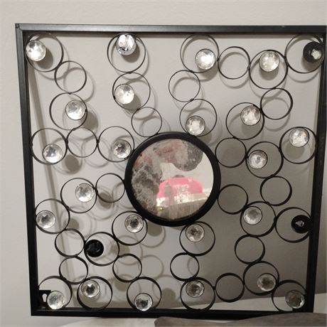 This is a modern chic star mirrors wall decor with a black metal frame and cr