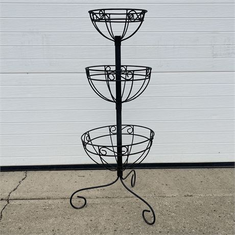 Three-Tier Metal Scroll Plant Stand