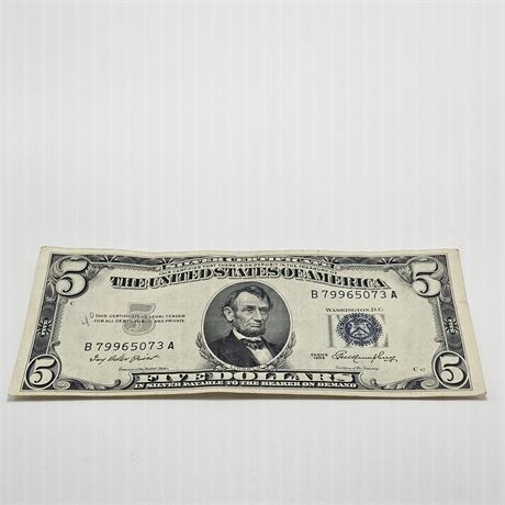1953 Silver Certificate $5 Dollar Bill