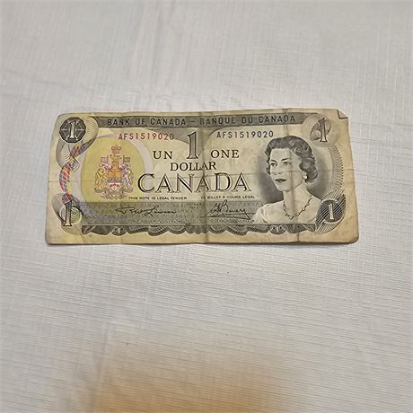1973 Canadian One Dollar bill