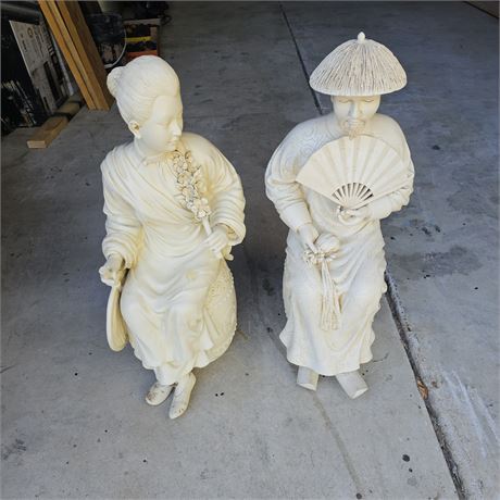 A PAIR OF ASIAN COMPOSITION SEATED FIGURES 20TH CENTURY 32 in. (81.3 cm.) high,