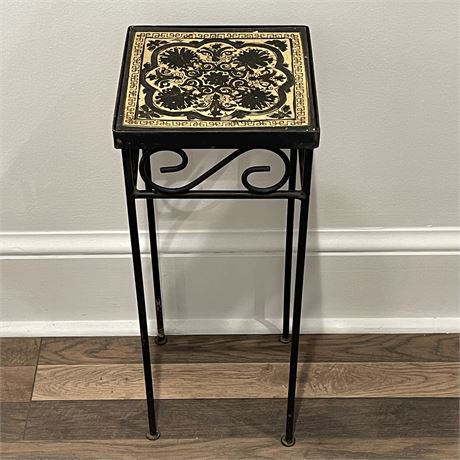 Square Mosaic Tile & Wrought Iron Plant Stand