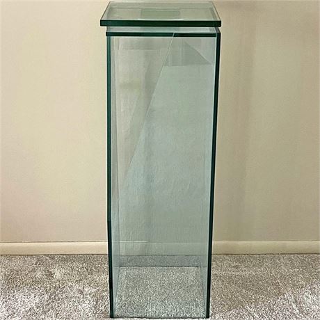 Thick Art Glass Display Pedestal w/ Double Layer Platform