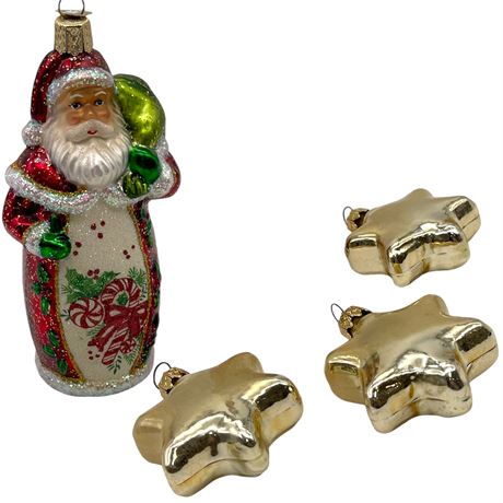 (4) Blown Glass Ornaments
