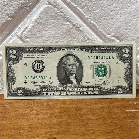 1976 3 Pairs Serial Number Bicentennial Series 2 Dollar Bill